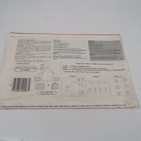Butterick 4147 Clothing Pattern UNCUT Kitchen Apron, Mitt, Toaster Cover, etc - Picture 6 of 7